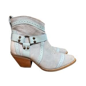 Dingo Gummy Bear Harness Short Cowboy Boot Blue Suede EUC Women size 8.5